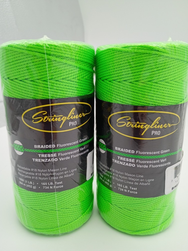 Stringliner Pro 2-Pack Braided Fluorescent Green 1000' Reloadable #18 Nylon Line