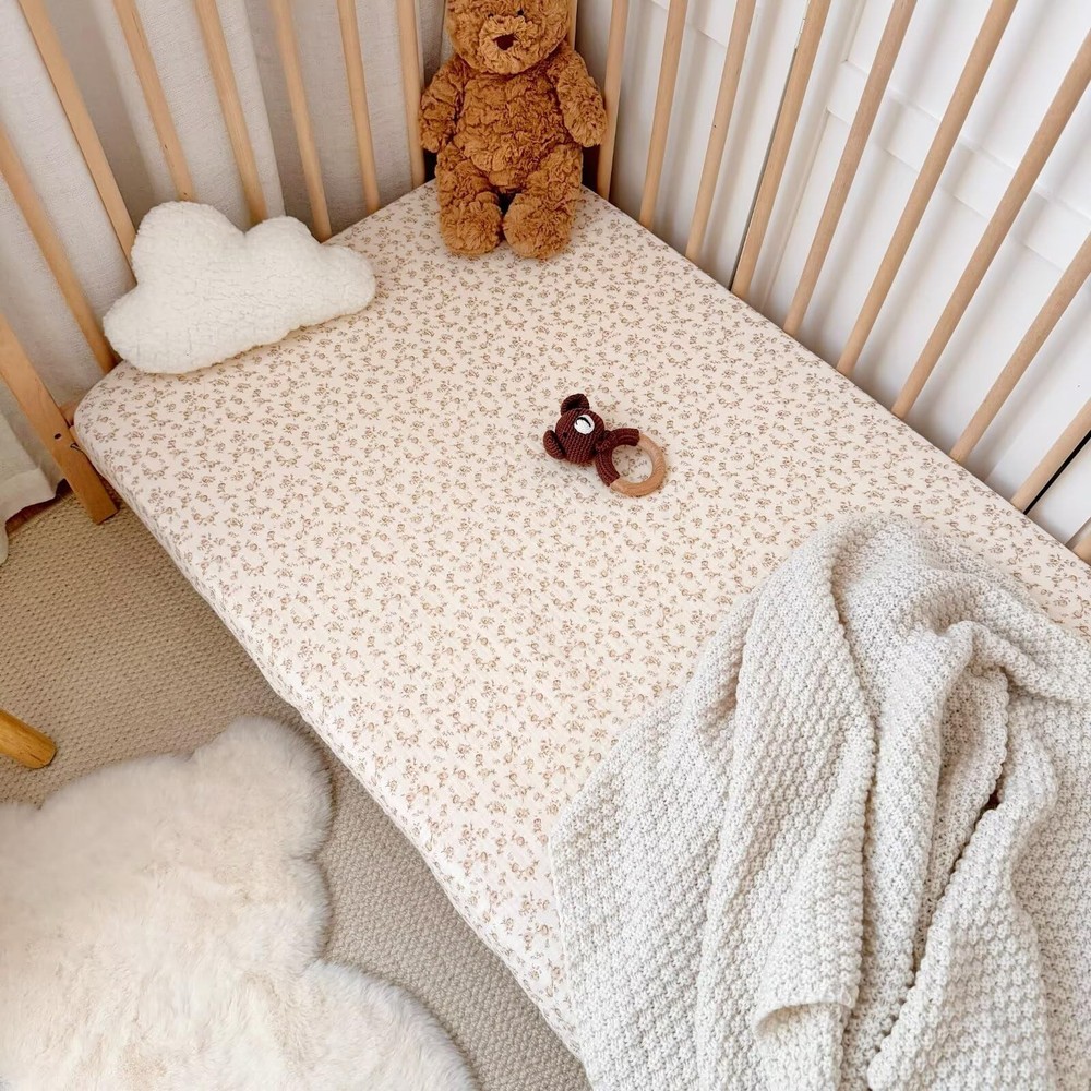 BuLuTu 2 Pack Muslin Fitted Portable/Mini Crib Mattresses Sheets 38"x26", Sof...