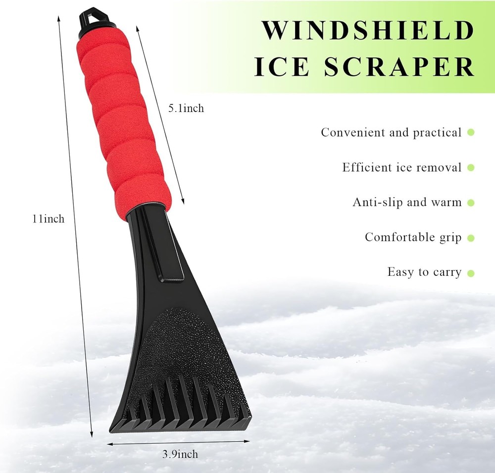 Compact Triangular Blade Ice Scraper with EVA Grip - Essential Winter Car Tool