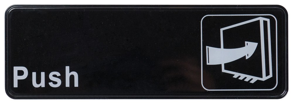 Information Sign, "Push", 3" x 9", Black (12 Each)
