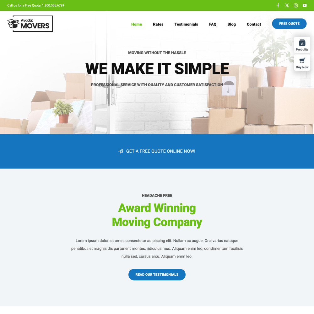 Movers Website Design with Free VPS Web Hosting and Installation