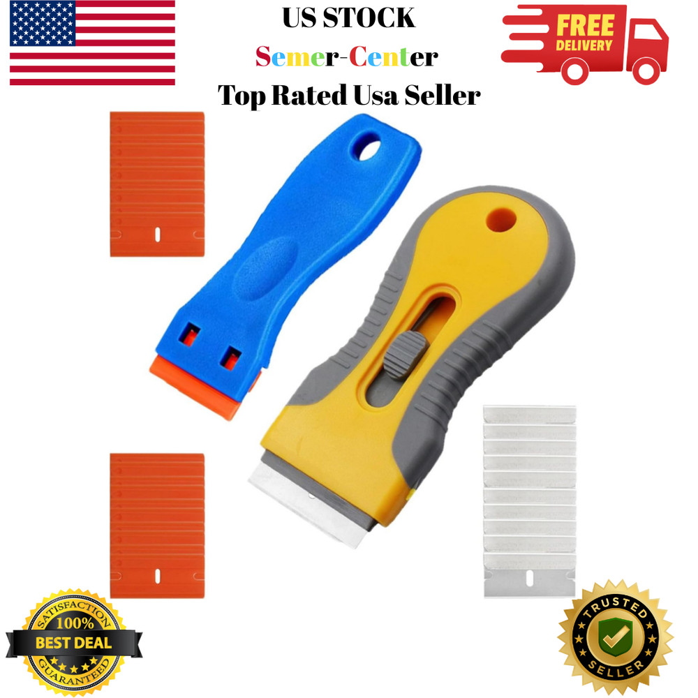 Razor Blade Scraper, Scraper Tool with 2 Pack Scrapers 20PCS Plastic Blades