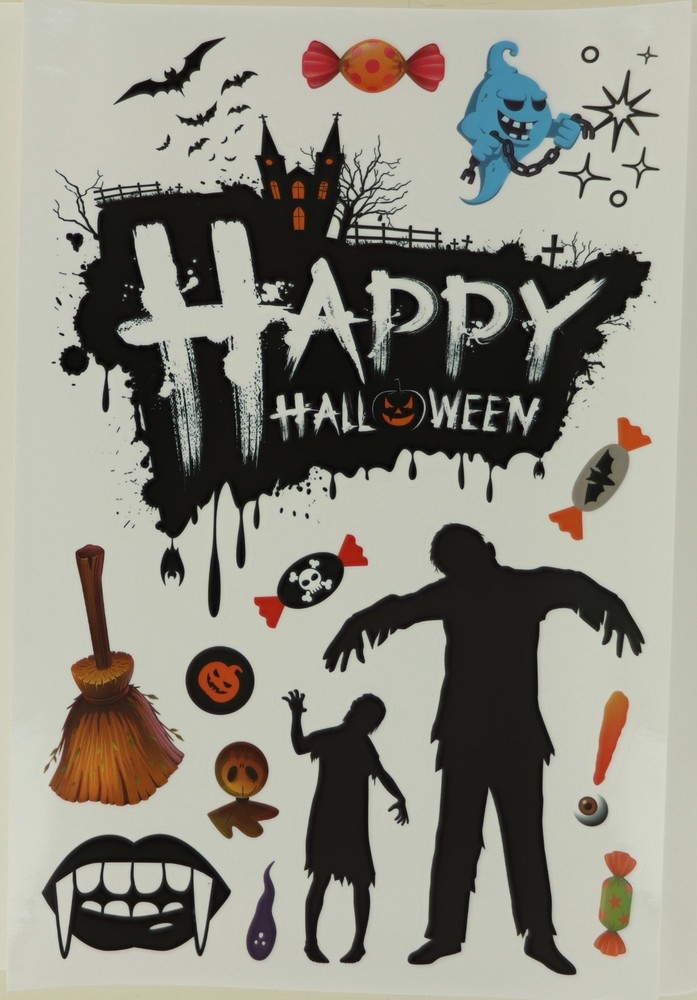 OLEDANK HALLOWEEN WINDOW CLINGS – 9 SHEETS – PUMPKIN, GHOST, SKULL DECOR - NEW