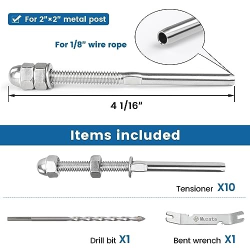 Pack 1/8" Cable Railing Hardware Kit Hand Swage Threaded For 2"x2" Post 10