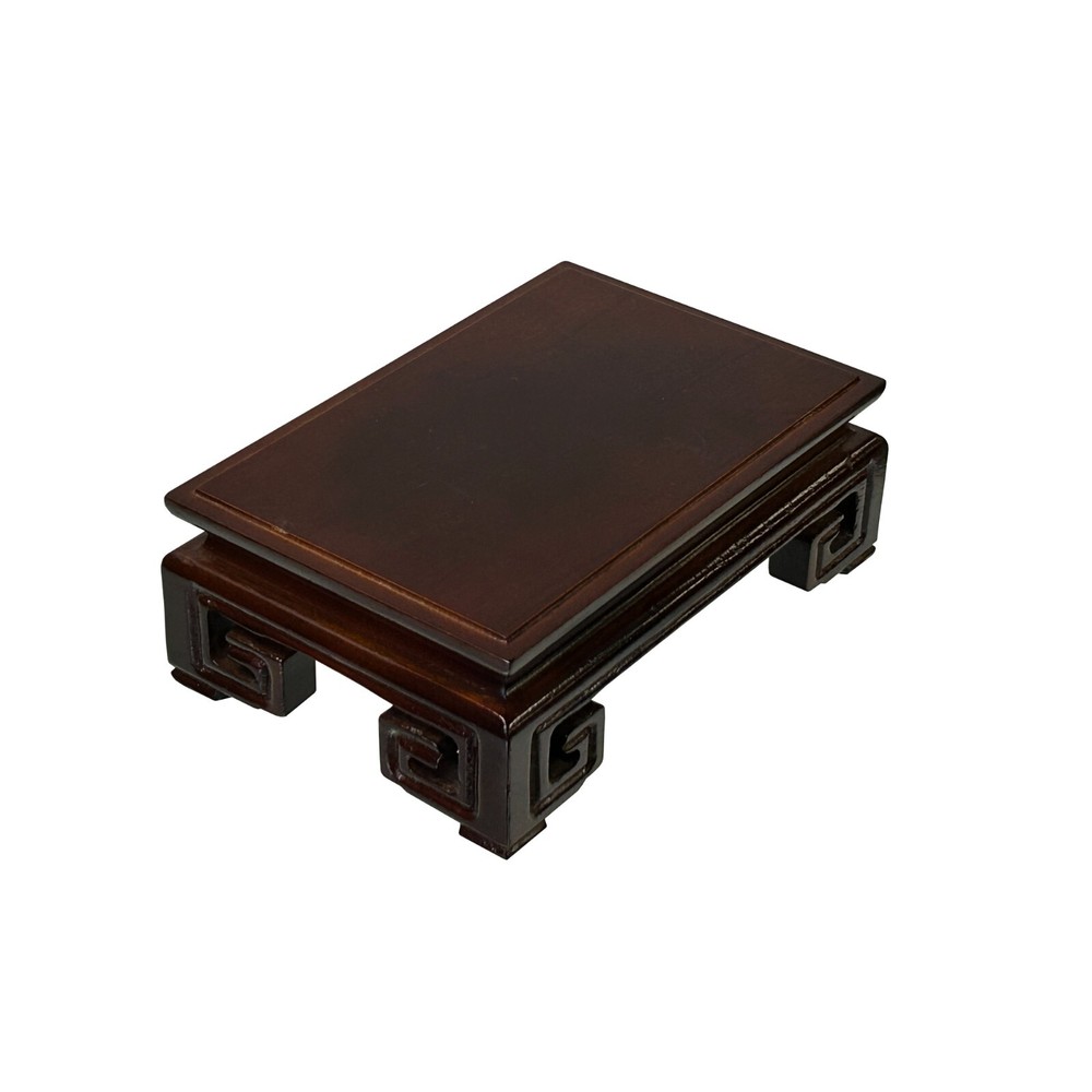 5.5" Brown Wood Rectangular Ru Yi Scroll Leg Display Stand Riser Easel ws4148A