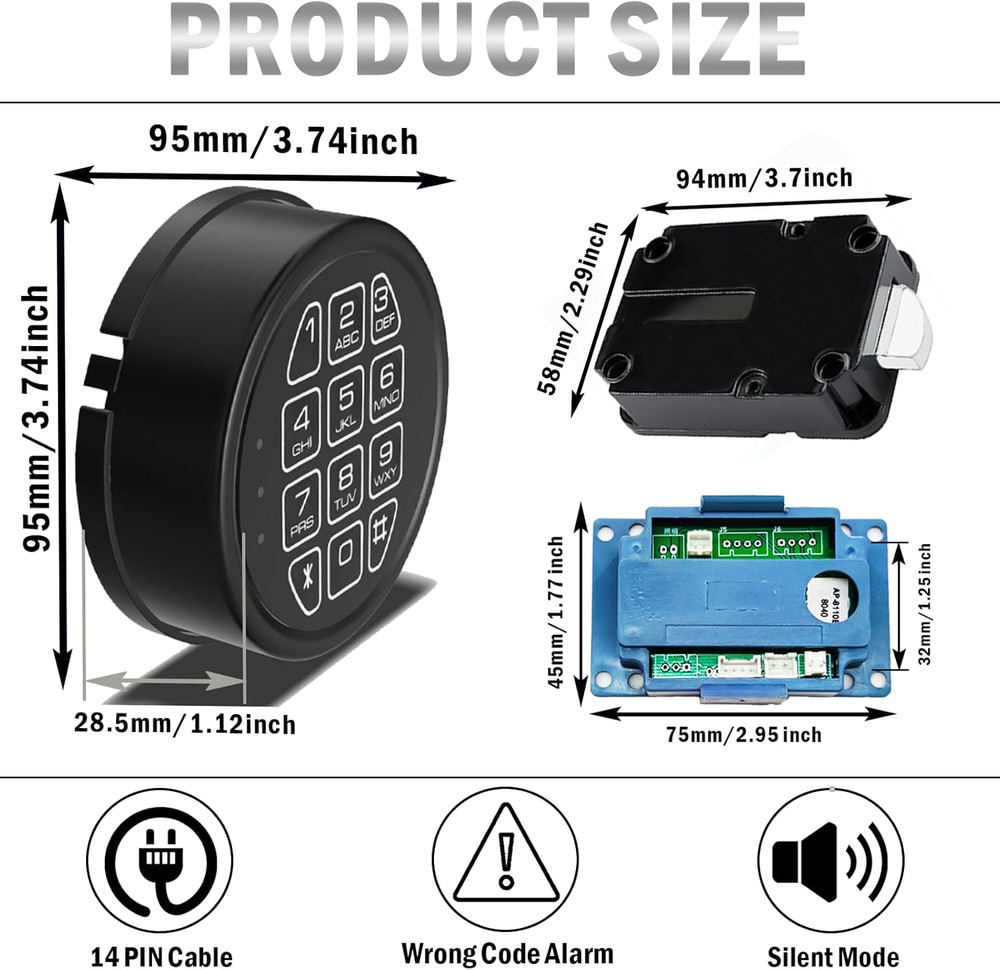 Gun Safe Replacement Lock Electronic Black keypad Swingbolt Lock