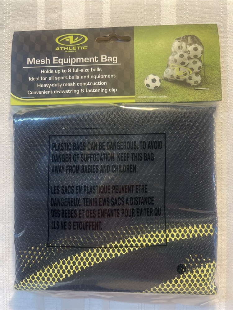 Athletic Works Mesh Equipment Bag w/Drawstring Fastening Clip NEW
