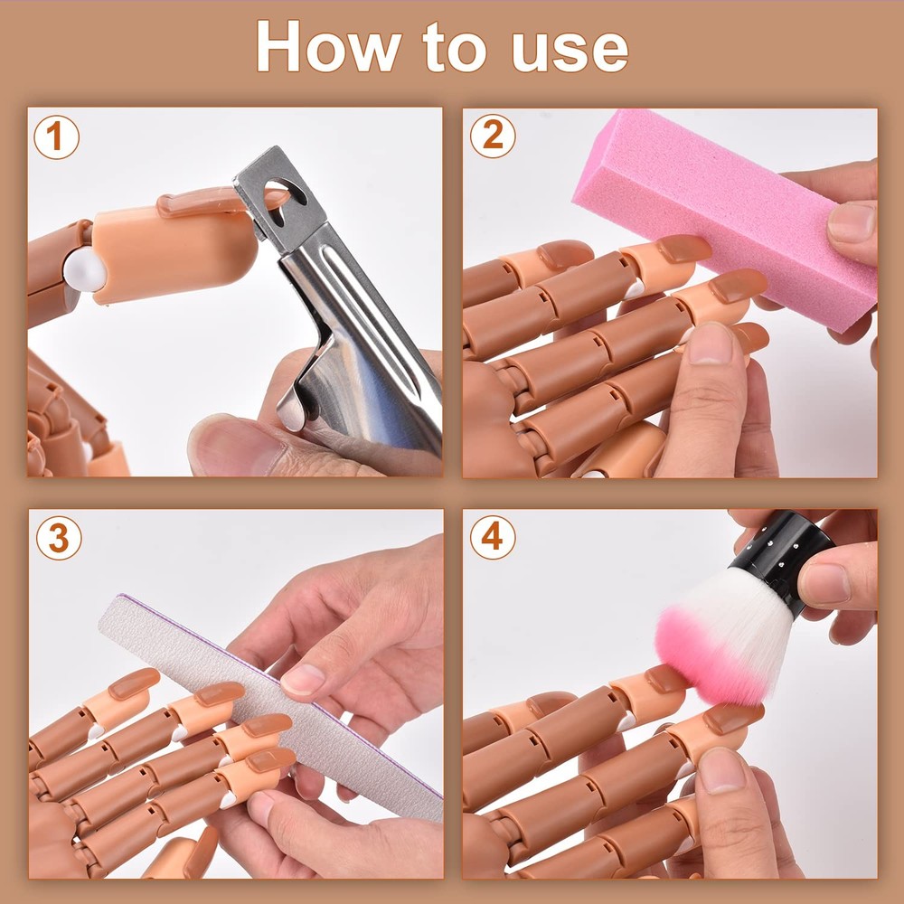 Practice Hand for Acrylic Nails Flexible Nail Practice Hand Never Fall off Na...
