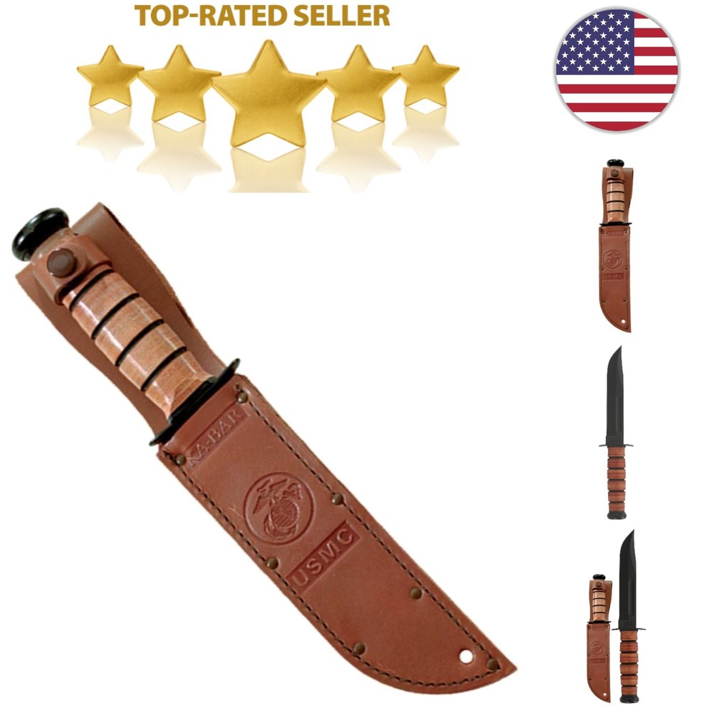 Legendary USMC Hunting Knife with Leather Sheath