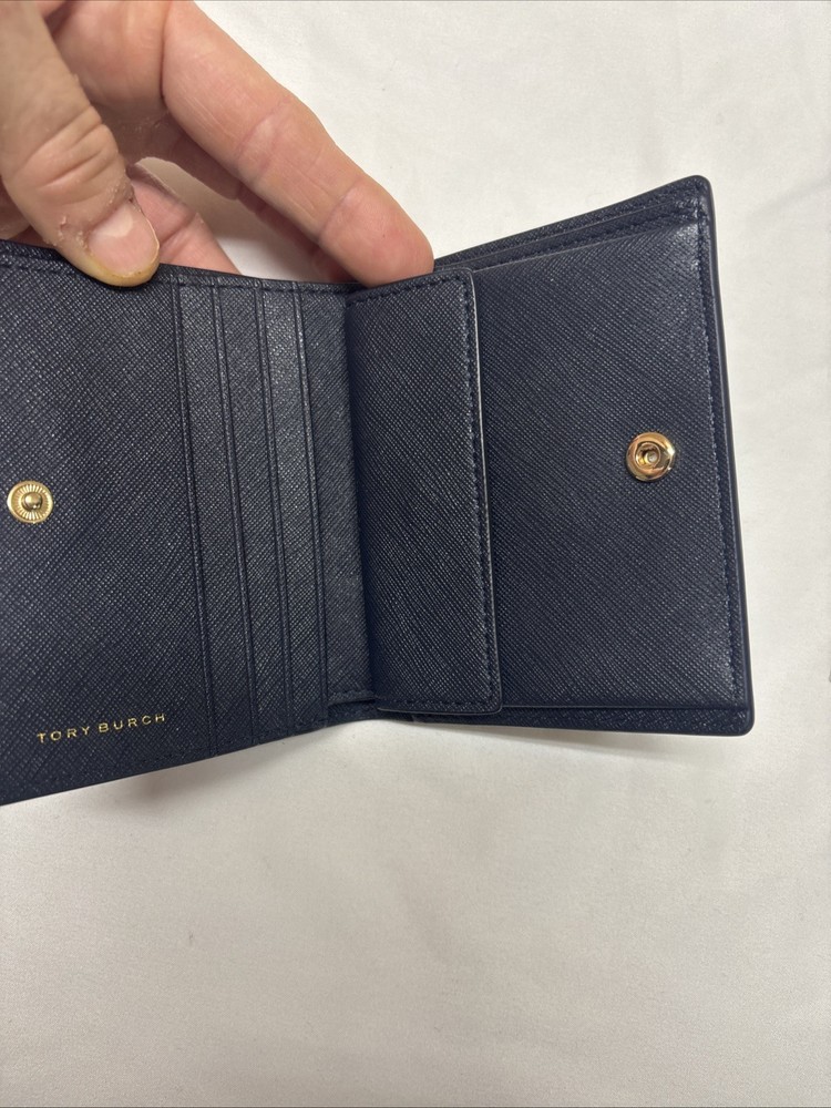 Tory Burch Navy Leather Emerson Mini Wallet