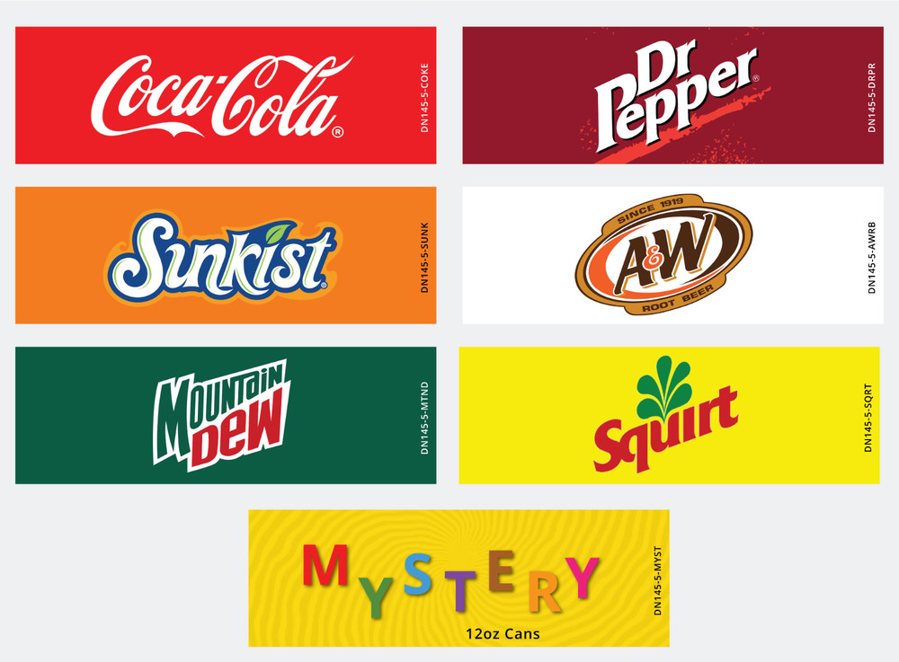 Dixie Narco 276e Vending Drink Labels 7PK Variety Pack