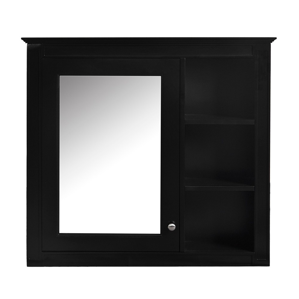 30'' Modern Black Bathroom Vanity Set with Sink & Mirror, 2 Drawers