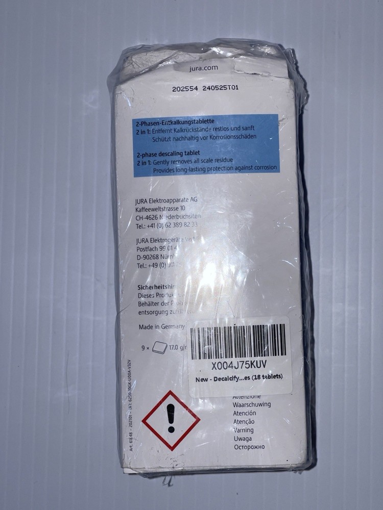 Jura Decalcifying/Descaling Tablets (9 tablets) Damaged Box