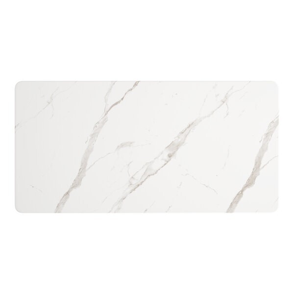 36" x 72" Rectangular Restaurant Table Top with White Marble Laminate Top Finish