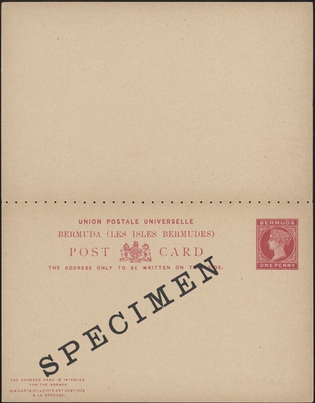 BERMUDA, 1893. Paid Reply Post Card, H&G 10, Specimen