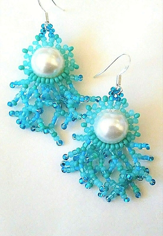 Handmade Turquoise Blue Corralling Earrings