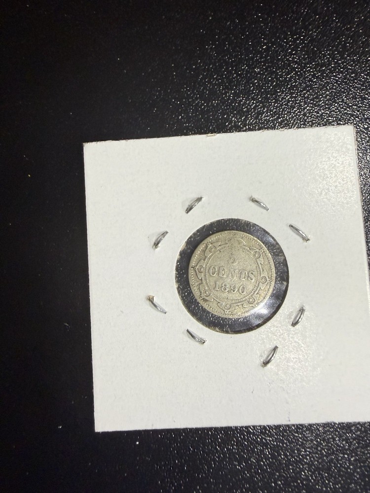 1890 New Foundland 5 Five Cent .925 Silver Coin