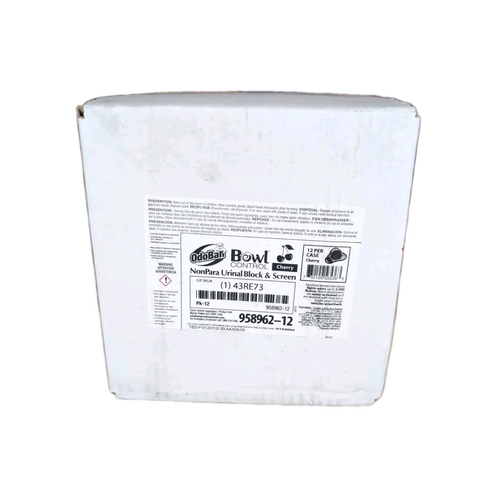 OdoBan Bowl Control Non-Para Urinal Block & Screen, 12-Pack, Cherry Scent