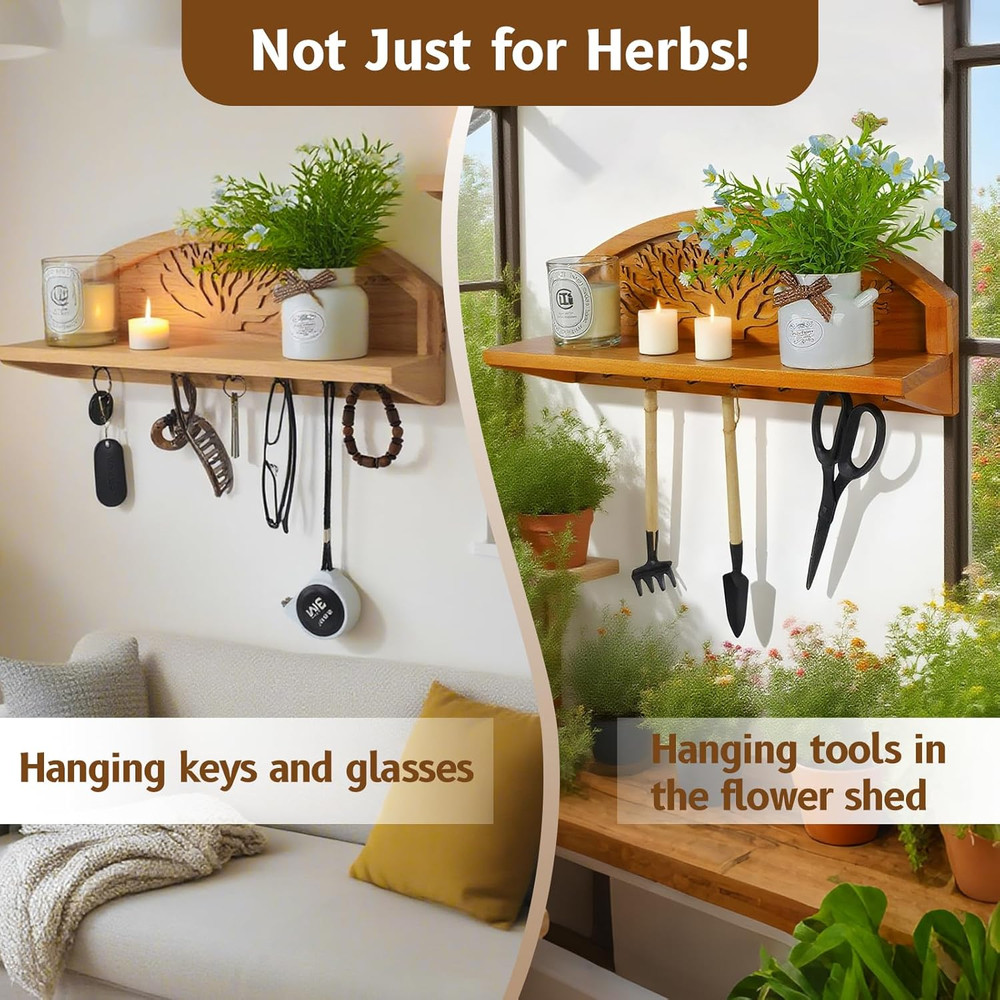 Hanging Herb Drying Rack - Artistic Life Tree Design. Space-Saving Kitchen Flowe