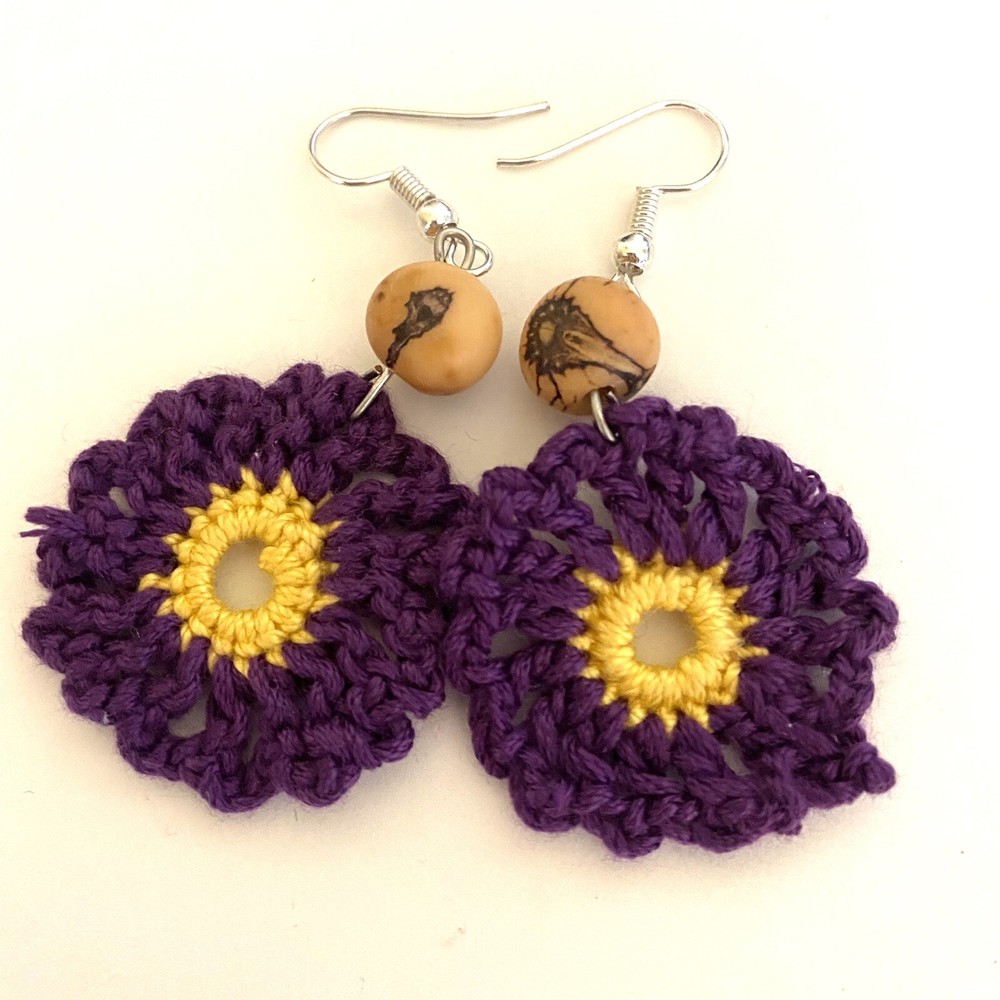 Crochet Flower Earrings, Boho Style Earrings