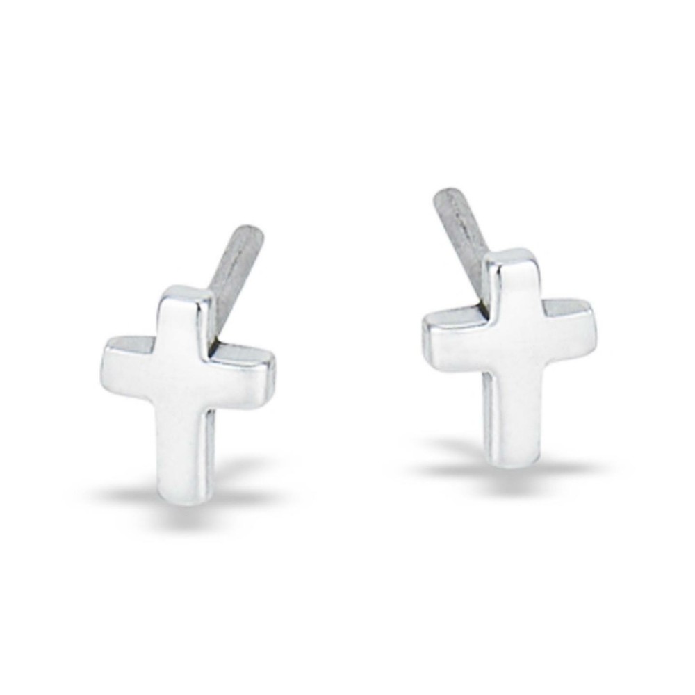 Small THICK Cross Post Earrings in SOLID '925' Sterling Silver - NEW!