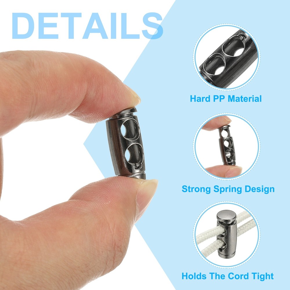 10PCS Metal Cord Locks for Drawstrings, Spring Cord Lock Stopper, Black