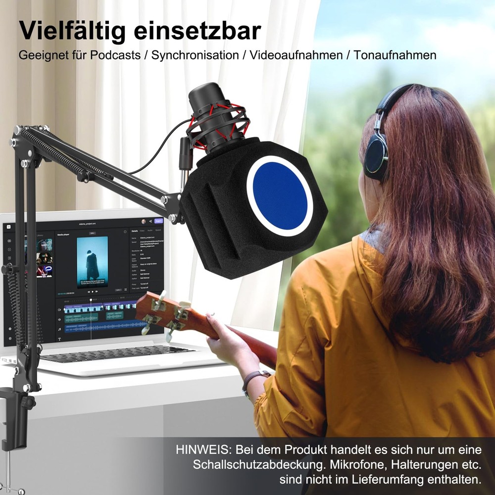 Microphone Wind Shield Pop Filter Isolation Ball, Acoustic for Record...