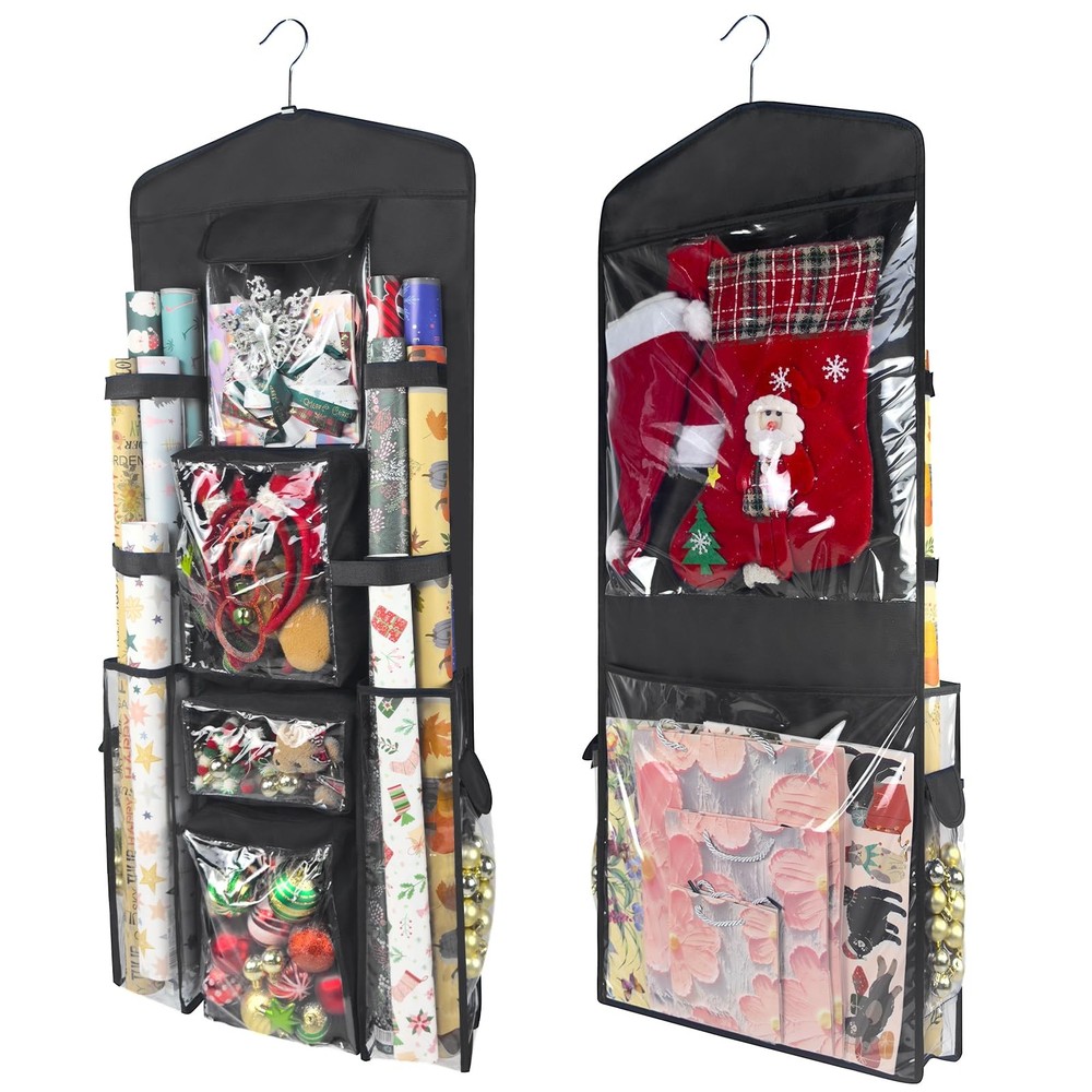 Wrapping Organizer, Double-Sided Hanging, Over Door Gift Wrap Storage with Mu...