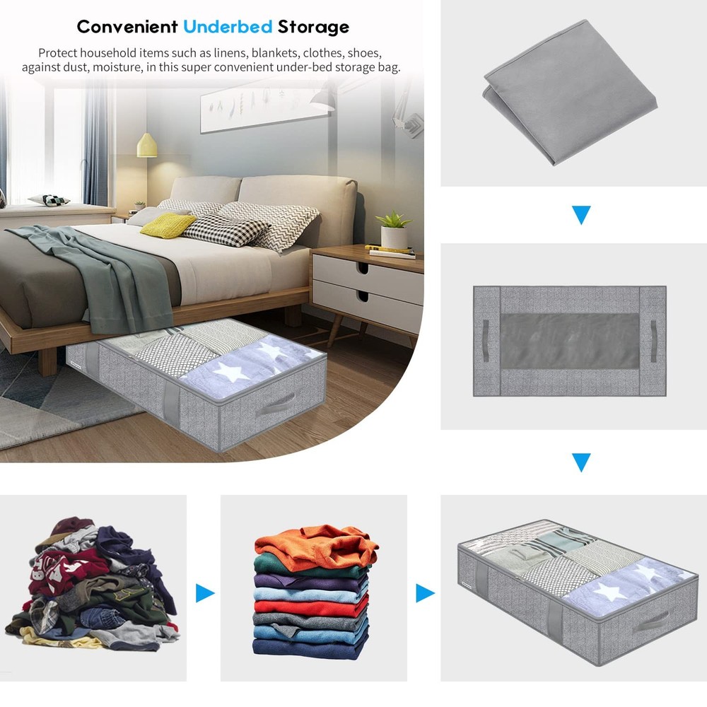 Onlyeasy Underbed Storage Bags 2 Pack, Large Organizer with Handles & Window