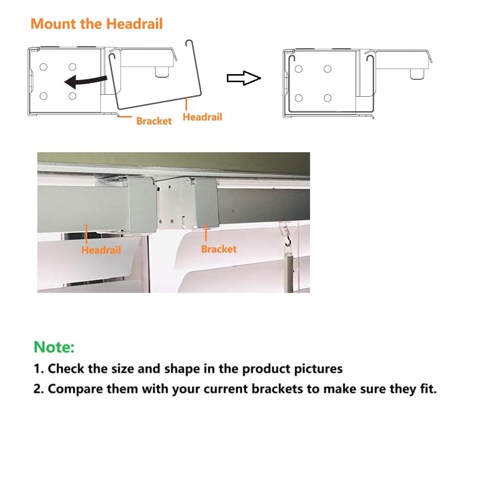 Box Mounting Bracket 1set for 1" Mini Blinds White Color Window Blinds