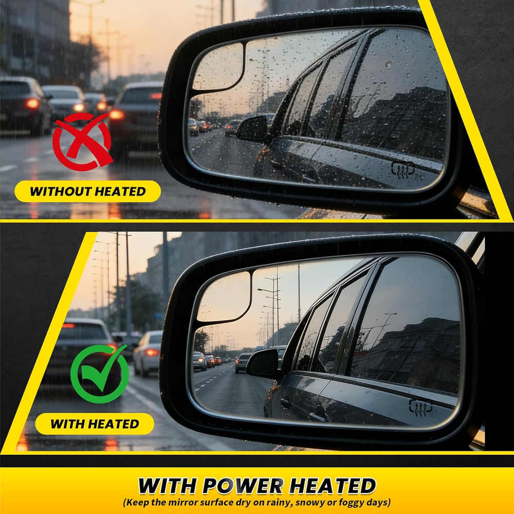 Left Driver Side Mirror Assembly Compatible with Ram 1500 2019-2025 Power Foldin