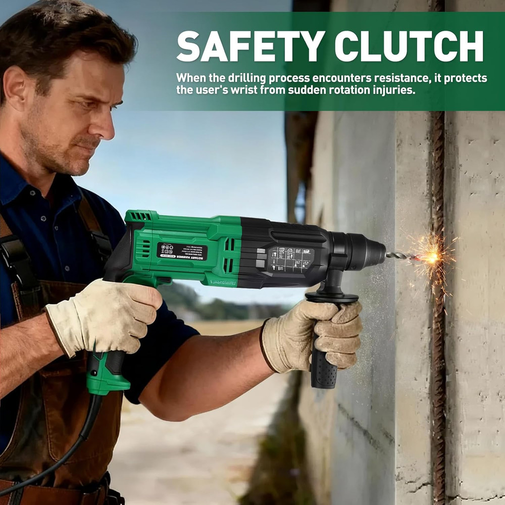 1 Inch Sds-Plus Rotary Hammer Drill, 8Amp, 3.0J 4 Functions Variable Speed Hamme