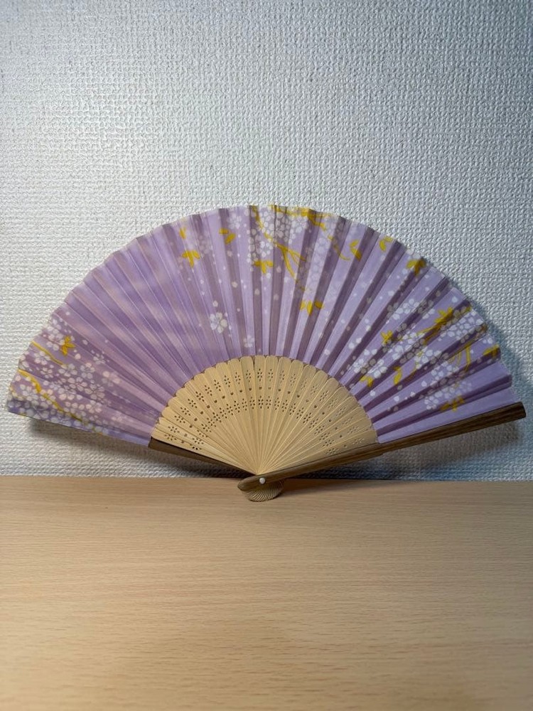 Folding Sensu Fan purple flower pattern