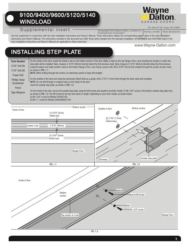 Wayne Dalton Garage Door Step Plate, Green
