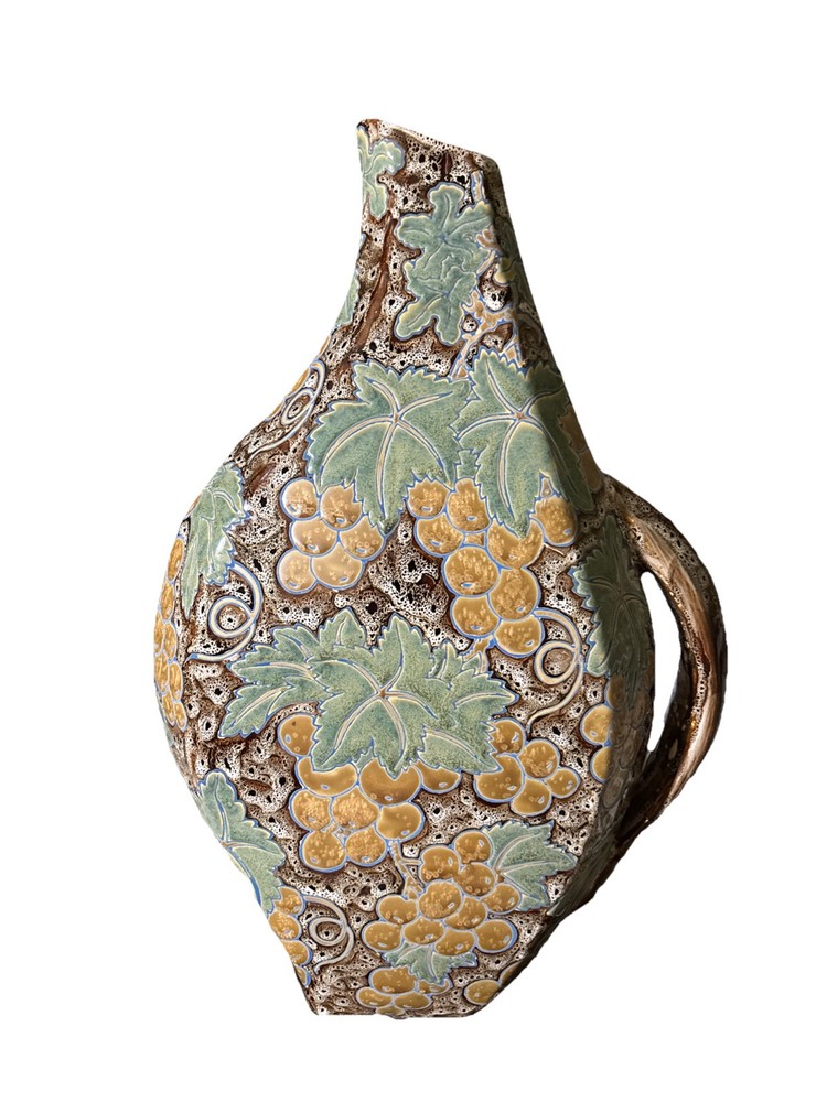 Modern Italian Ceramic Pitcher Grape Design 17.5”x11” Excellent Condition