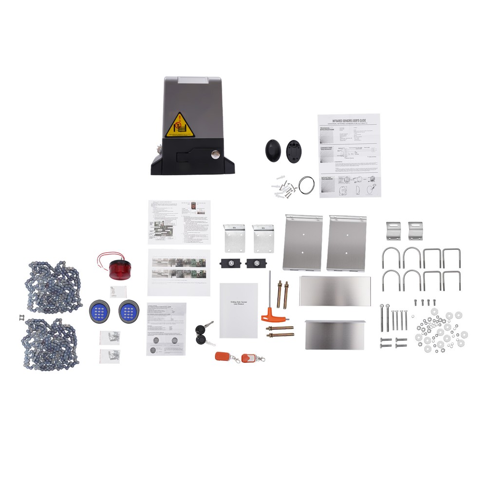 AGO-20 2500lbs Automatic Sliding Gate Opener Door Operator 2 Remote & 20ft Chain