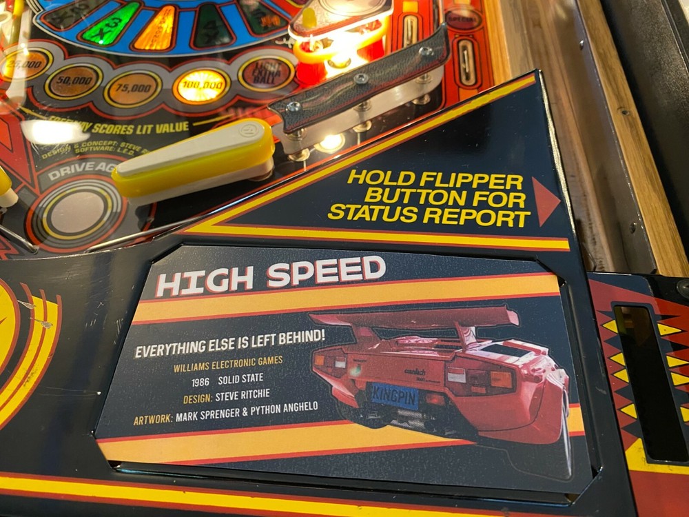 Williams High Speed Pinball Custom Apron Cards Set Instruction Rules Info