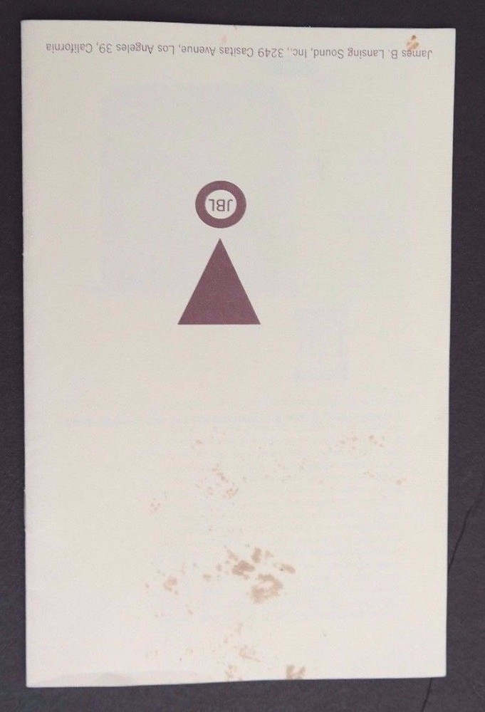 Vtg JBL Linear Efficiency TRANSDUCERS Systems Installation Wiring & Operation