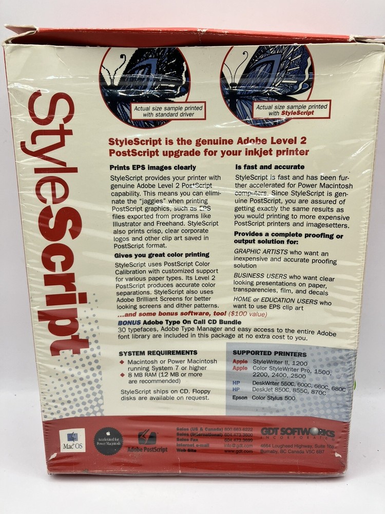 Vintage StyleScript PostScript from your Mac to your Macintosh