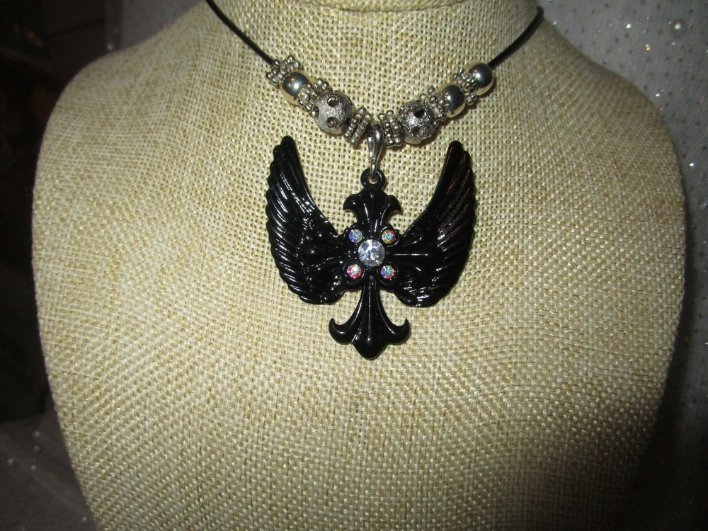 HANDCRAFTED RHINESTONE WING NECKLACE - OOAK
