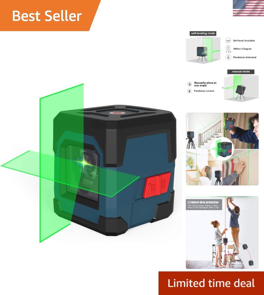 High Visibility Green Laser Level with 360-Degree Flexibility & Carrying Case