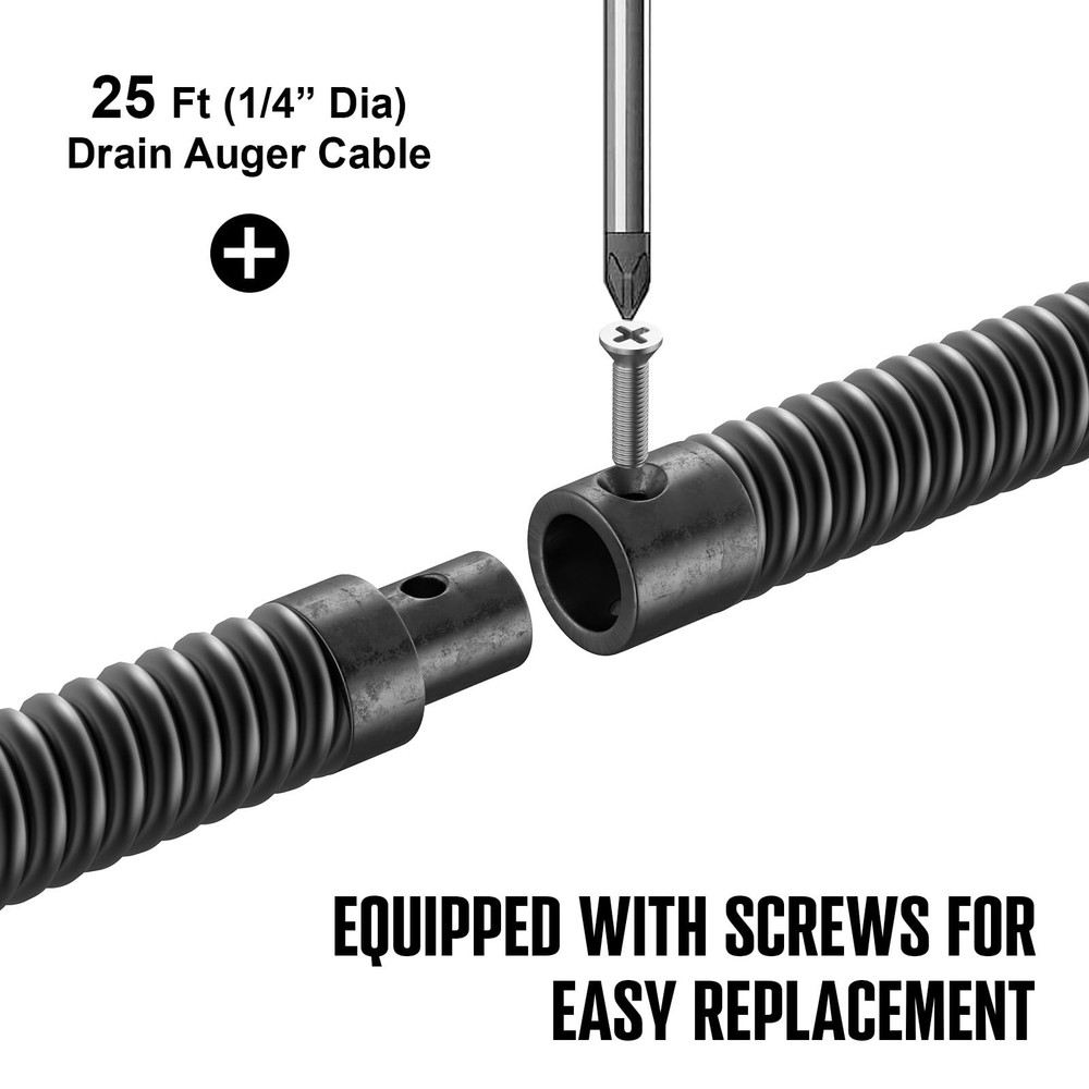 POPULO 25FT Replaceable Cable, Compatible with Electric Drain Silver