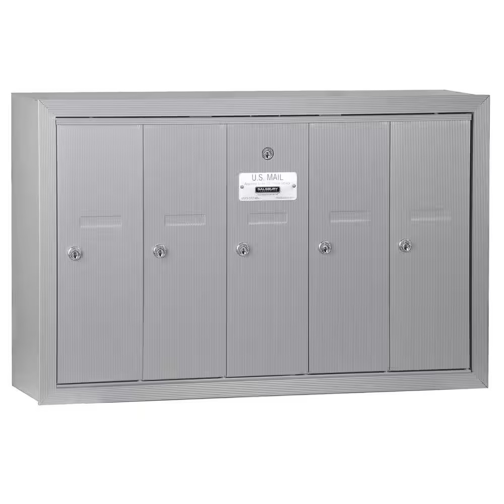 Aluminum Surface-Mounted USPS Access Vertical Mailbox with 5 Doors