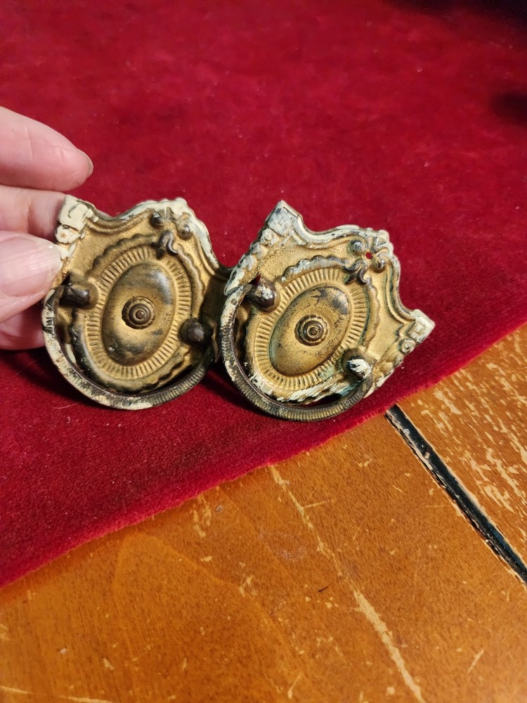 Ornate Brass Victorian Antique Drawer Pulls, Cabinet Knobs One Screw