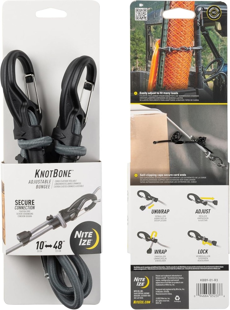 Nite Ize KnotBone 10-48 inches Adjustable Bungee #9 (4 Pack)