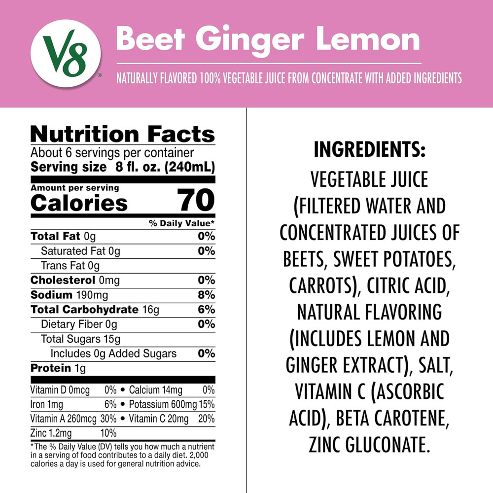 Beet Ginger Lemon 100% Vegetable Juice, 46 Fl Oz Bottle