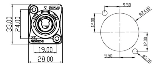 5pc set PowerCON Female B (Gray) panel mount connector