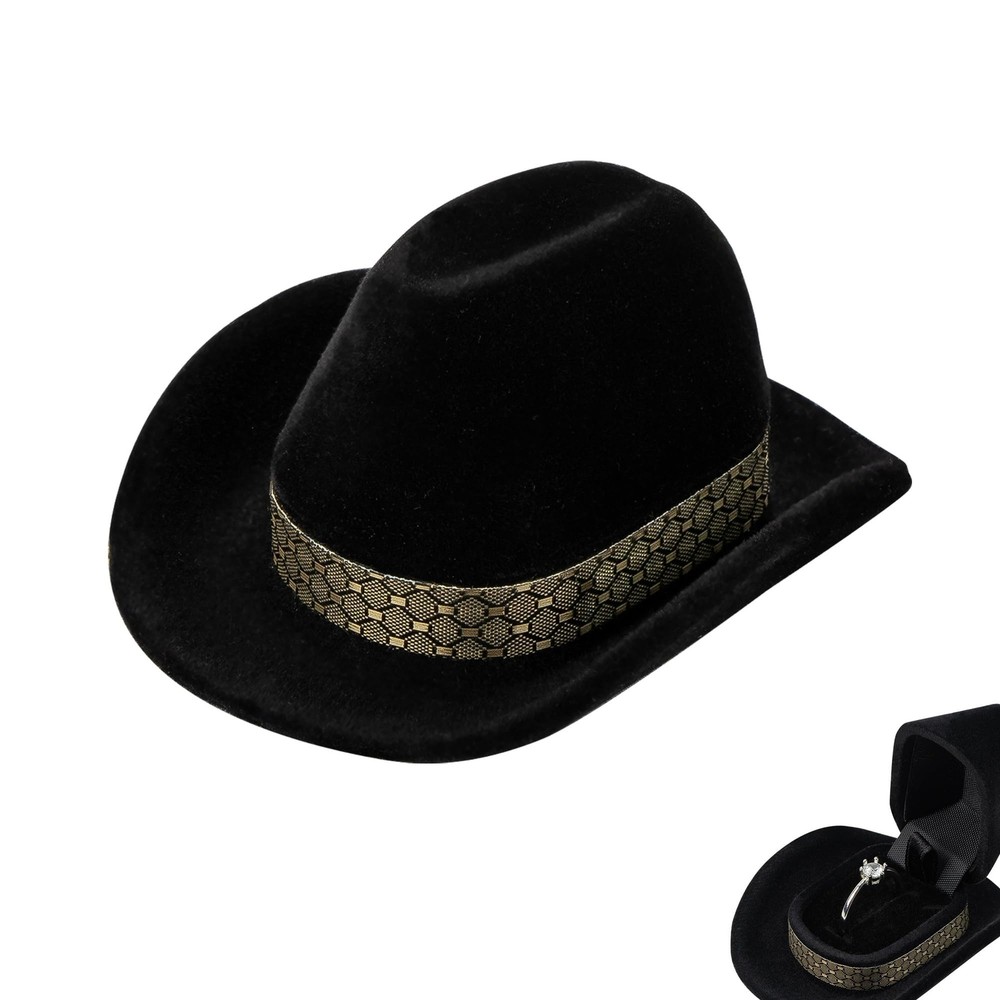 Proposal Ring Box Cowboy Hat Jewelry Box Creative Ring Box Small Ring Case fo...