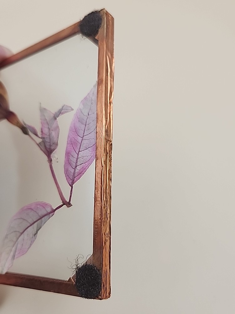 Copper Foiled Frame/Pressed & Dried Flowers Between Glass Coasters