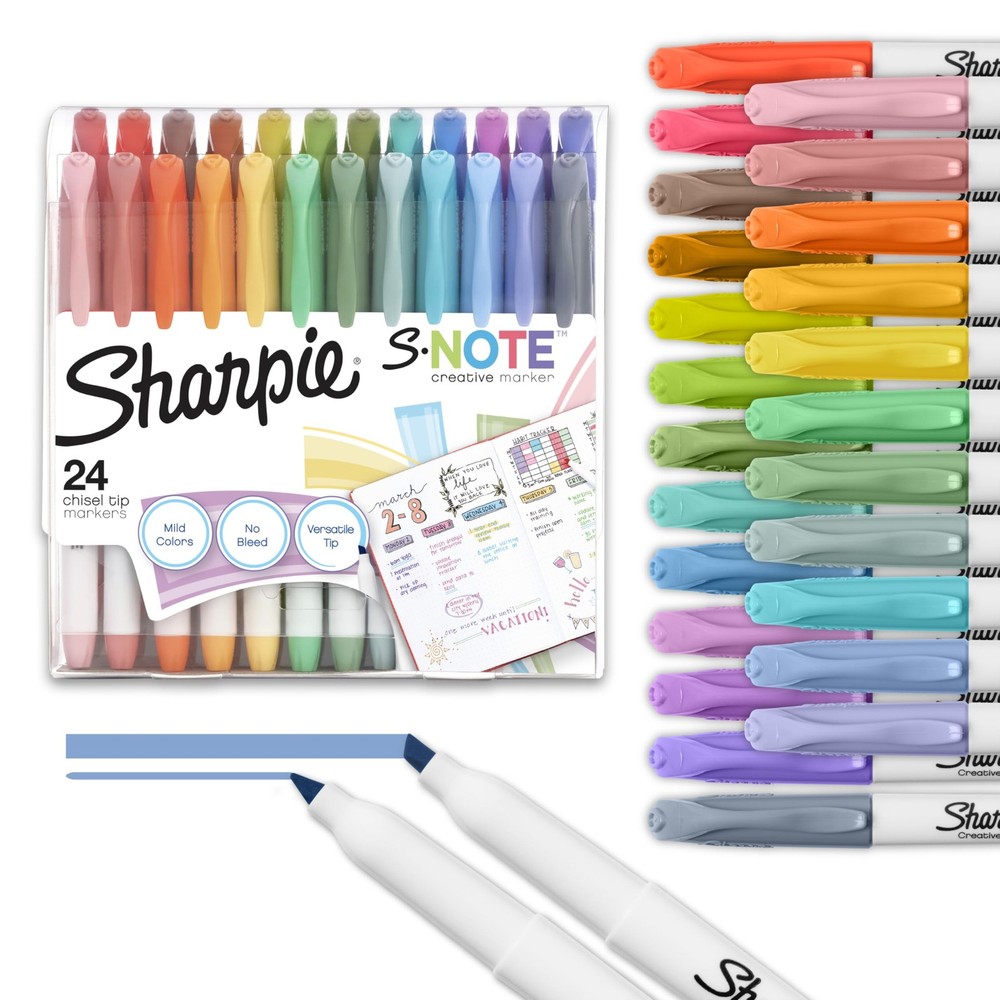 Sharpie S-Note Creative Markers, Pastel 1 Count (Pack of 24), Assorted Colors